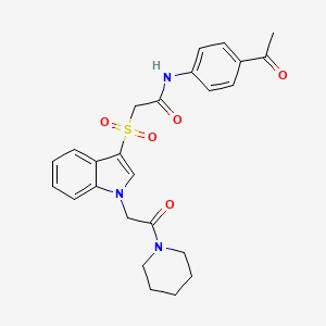 N-(4-acetylphenyl)-2-((1-(2-oxo-2-(piperidin-1-yl)ethyl)-1H-indol-3-yl)sulfonyl)acetamide