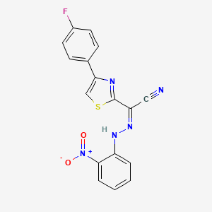 (Z)-4-(4-fluorophenyl)-N'-(2-nitrophenyl)thiazole-2-carbohydrazonoyl cyanide