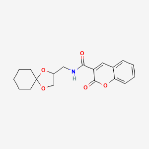 molecular formula C19H21NO5 B2726696 N-({1,4-dioxaspiro[4.5]decan-2-yl}methyl)-2-oxo-2H-chromene-3-carboxamide CAS No. 899730-08-6