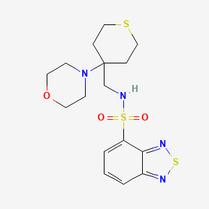 molecular formula C16H22N4O3S3 B2726698 N-{[4-(morpholin-4-yl)thian-4-yl]methyl}-2,1,3-benzothiadiazole-4-sulfonamide CAS No. 2380181-63-3