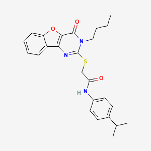 2-[(3-butyl-4-oxo-3,4-dihydro[1]benzofuro[3,2-d]pyrimidin-2-yl)sulfanyl]-N-[4-(propan-2-yl)phenyl]acetamide