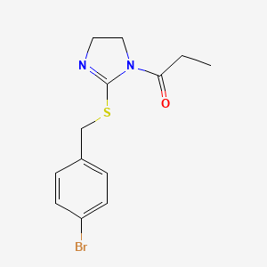 molecular formula C13H15BrN2OS B2726747 1-(2-((4-bromobenzyl)thio)-4,5-dihydro-1H-imidazol-1-yl)propan-1-one CAS No. 851800-35-6