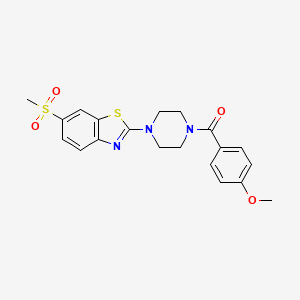 molecular formula C20H21N3O4S2 B2726748 (4-Methoxyphenyl)(4-(6-(methylsulfonyl)benzo[d]thiazol-2-yl)piperazin-1-yl)methanone CAS No. 941981-60-8