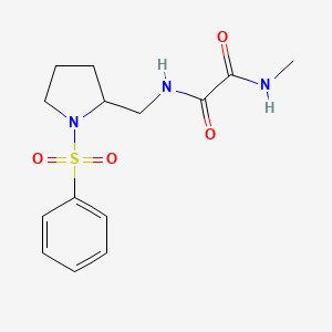 molecular formula C14H19N3O4S B2726786 N1-methyl-N2-((1-(phenylsulfonyl)pyrrolidin-2-yl)methyl)oxalamide CAS No. 896269-47-9