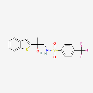 molecular formula C18H16F3NO3S2 B2726844 N-(2-(benzo[b]thiophen-2-yl)-2-hydroxypropyl)-4-(trifluoromethyl)benzenesulfonamide CAS No. 2034355-55-8