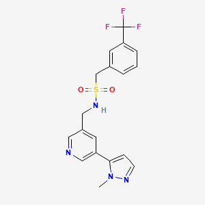 molecular formula C18H17F3N4O2S B2726848 N-{[5-(1-methyl-1H-pyrazol-5-yl)pyridin-3-yl]methyl}-1-[3-(trifluoromethyl)phenyl]methanesulfonamide CAS No. 2309551-92-4