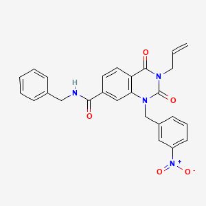molecular formula C26H22N4O5 B2726890 N-BENZYL-1-[(3-NITROPHENYL)METHYL]-2,4-DIOXO-3-(PROP-2-EN-1-YL)-1,2,3,4-TETRAHYDROQUINAZOLINE-7-CARBOXAMIDE CAS No. 866349-23-7