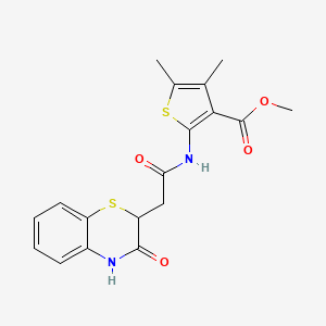 molecular formula C18H18N2O4S2 B2726900 methyl 4,5-dimethyl-2-[2-(3-oxo-3,4-dihydro-2H-1,4-benzothiazin-2-yl)acetamido]thiophene-3-carboxylate CAS No. 367908-47-2