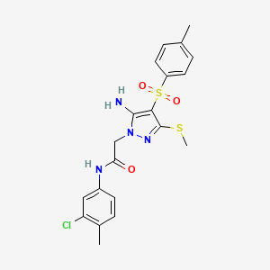 2-(5-amino-3-(methylthio)-4-tosyl-1H-pyrazol-1-yl)-N-(3-chloro-4-methylphenyl)acetamide