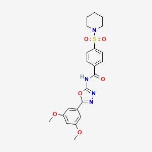 molecular formula C22H24N4O6S B2727032 N-[5-(3,5-dimethoxyphenyl)-1,3,4-oxadiazol-2-yl]-4-(piperidine-1-sulfonyl)benzamide CAS No. 533870-56-3