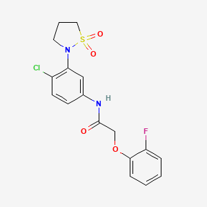 molecular formula C17H16ClFN2O4S B2727045 N-(4-chloro-3-(1,1-dioxidoisothiazolidin-2-yl)phenyl)-2-(2-fluorophenoxy)acetamide CAS No. 946339-47-5