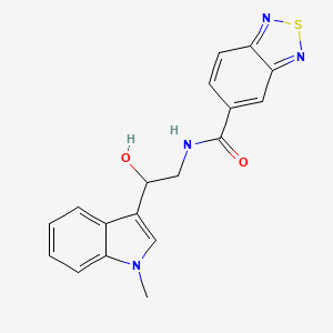 molecular formula C18H16N4O2S B2727051 N-(2-hydroxy-2-(1-methyl-1H-indol-3-yl)ethyl)benzo[c][1,2,5]thiadiazole-5-carboxamide CAS No. 1448029-40-0