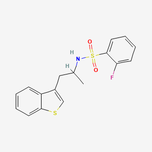 molecular formula C17H16FNO2S2 B2727068 N-(1-(benzo[b]thiophen-3-yl)propan-2-yl)-2-fluorobenzenesulfonamide CAS No. 2034470-60-3