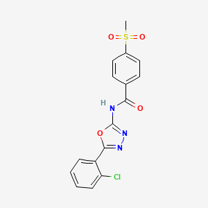 molecular formula C16H12ClN3O4S B2727126 N-(5-(2-chlorophenyl)-1,3,4-oxadiazol-2-yl)-4-(methylsulfonyl)benzamide CAS No. 896350-53-1