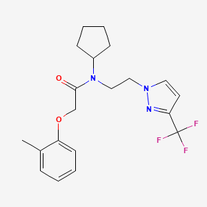 molecular formula C20H24F3N3O2 B2727127 N-cyclopentyl-2-(2-methylphenoxy)-N-{2-[3-(trifluoromethyl)-1H-pyrazol-1-yl]ethyl}acetamide CAS No. 2034354-65-7