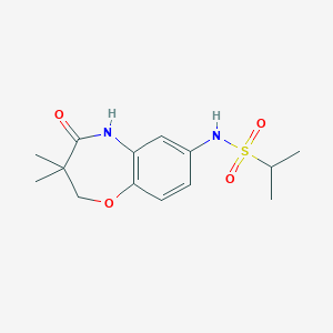 molecular formula C14H20N2O4S B2727148 N-(3,3-dimethyl-4-oxo-2,3,4,5-tetrahydro-1,5-benzoxazepin-7-yl)propane-2-sulfonamide CAS No. 921916-10-1