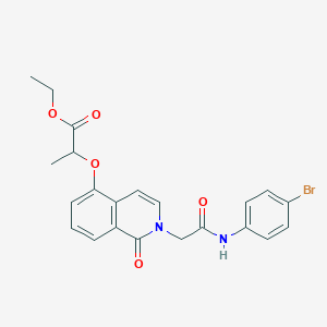 molecular formula C22H21BrN2O5 B2727161 ethyl 2-[(2-{[(4-bromophenyl)carbamoyl]methyl}-1-oxo-1,2-dihydroisoquinolin-5-yl)oxy]propanoate CAS No. 868224-52-6