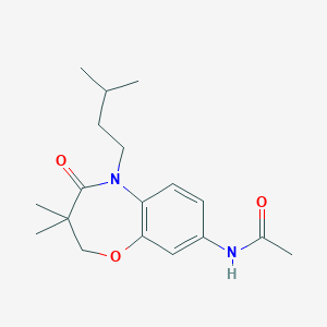 molecular formula C18H26N2O3 B2727169 N-(5-isopentyl-3,3-dimethyl-4-oxo-2,3,4,5-tetrahydrobenzo[b][1,4]oxazepin-8-yl)acetamide CAS No. 921541-18-6