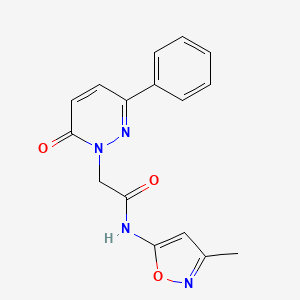 molecular formula C16H14N4O3 B2727171 N-(3-methylisoxazol-5-yl)-2-(6-oxo-3-phenylpyridazin-1(6H)-yl)acetamide CAS No. 1209583-29-8