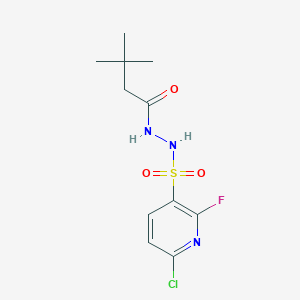molecular formula C11H15ClFN3O3S B2727175 N'-(6-Chloro-2-fluoropyridin-3-yl)sulfonyl-3,3-dimethylbutanehydrazide CAS No. 2128725-10-8
