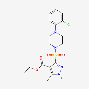 molecular formula C17H21ClN4O4S B2727180 ethyl 5-((4-(2-chlorophenyl)piperazin-1-yl)sulfonyl)-3-methyl-1H-pyrazole-4-carboxylate CAS No. 1298047-72-9