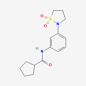 molecular formula C15H20N2O3S B2727187 N-(3-(1,1-dioxidoisothiazolidin-2-yl)phenyl)cyclopentanecarboxamide CAS No. 942011-28-1