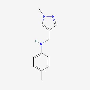 molecular formula C12H15N3 B2727189 4-methyl-N-[(1-methyl-1H-pyrazol-4-yl)methyl]aniline CAS No. 1006477-59-3