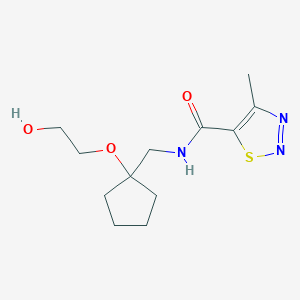 molecular formula C12H19N3O3S B2727198 N-((1-(2-hydroxyethoxy)cyclopentyl)methyl)-4-methyl-1,2,3-thiadiazole-5-carboxamide CAS No. 2176124-81-3