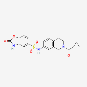 molecular formula C20H19N3O5S B2727200 N-(2-(cyclopropanecarbonyl)-1,2,3,4-tetrahydroisoquinolin-7-yl)-2-oxo-2,3-dihydrobenzo[d]oxazole-5-sulfonamide CAS No. 1428362-74-6