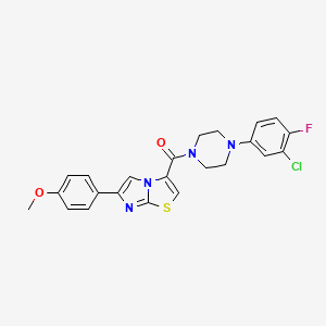 (4-(3-Chloro-4-fluorophenyl)piperazin-1-yl)(6-(4-methoxyphenyl)imidazo[2,1-b]thiazol-3-yl)methanone