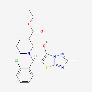 molecular formula C20H23ClN4O3S B2727235 Ethyl 1-((2-chlorophenyl)(6-hydroxy-2-methylthiazolo[3,2-b][1,2,4]triazol-5-yl)methyl)piperidine-3-carboxylate CAS No. 869342-99-4