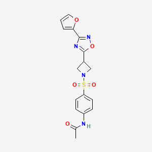 molecular formula C17H16N4O5S B2727248 N-(4-((3-(3-(furan-2-yl)-1,2,4-oxadiazol-5-yl)azetidin-1-yl)sulfonyl)phenyl)acetamide CAS No. 1428359-11-8