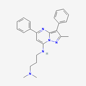 molecular formula C24H27N5 B2727287 N-[3-(DIMETHYLAMINO)PROPYL]-2-METHYL-3,5-DIPHENYLPYRAZOLO[1,5-A]PYRIMIDIN-7-AMINE CAS No. 900894-75-9