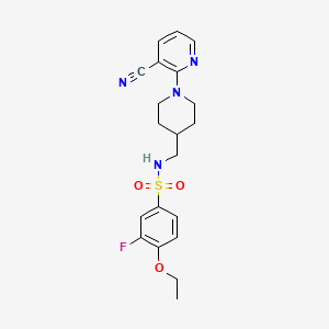 molecular formula C20H23FN4O3S B2727308 N-((1-(3-cyanopyridin-2-yl)piperidin-4-yl)methyl)-4-ethoxy-3-fluorobenzenesulfonamide CAS No. 1797951-95-1