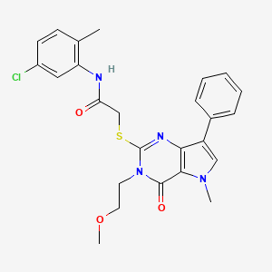 molecular formula C25H25ClN4O3S B2727332 N-(5-chloro-2-methylphenyl)-2-{[3-(2-methoxyethyl)-5-methyl-4-oxo-7-phenyl-3H,4H,5H-pyrrolo[3,2-d]pyrimidin-2-yl]sulfanyl}acetamide CAS No. 1112035-80-9