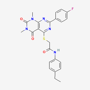 molecular formula C24H22FN5O3S B2727343 N-(4-ethylphenyl)-2-((2-(4-fluorophenyl)-6,8-dimethyl-5,7-dioxo-5,6,7,8-tetrahydropyrimido[4,5-d]pyrimidin-4-yl)thio)acetamide CAS No. 852169-99-4