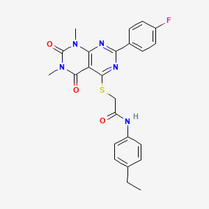 N-(4-ethylphenyl)-2-((2-(4-fluorophenyl)-6,8-dimethyl-5,7-dioxo-5,6,7,8-tetrahydropyrimido[4,5-d]pyrimidin-4-yl)thio)acetamide