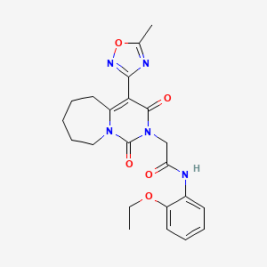 molecular formula C22H25N5O5 B2727365 N-(2-ethoxyphenyl)-2-[4-(5-methyl-1,2,4-oxadiazol-3-yl)-1,3-dioxo-3,5,6,7,8,9-hexahydropyrimido[1,6-a]azepin-2(1H)-yl]acetamide CAS No. 1775346-55-8