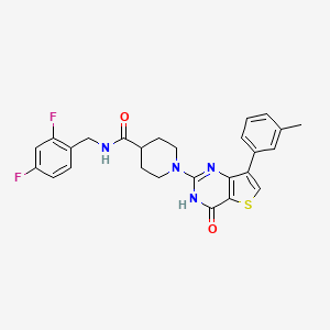 molecular formula C26H24F2N4O2S B2727376 N-(2,4-difluorobenzyl)-1-[7-(3-methylphenyl)-4-oxo-3,4-dihydrothieno[3,2-d]pyrimidin-2-yl]piperidine-4-carboxamide CAS No. 1243018-49-6