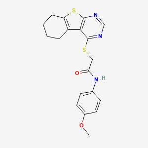 molecular formula C19H19N3O2S2 B2727435 N-(4-methoxyphenyl)-2-(5,6,7,8-tetrahydro[1]benzothieno[2,3-d]pyrimidin-4-ylsulfanyl)acetamide CAS No. 303787-61-3