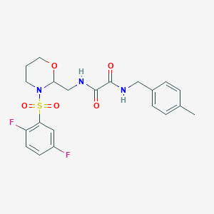 molecular formula C21H23F2N3O5S B2727436 N-{[3-(2,5-difluorobenzenesulfonyl)-1,3-oxazinan-2-yl]methyl}-N'-[(4-methylphenyl)methyl]ethanediamide CAS No. 869071-83-0