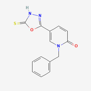 molecular formula C14H11N3O2S B2727444 1-benzyl-5-(5-sulfanyl-1,3,4-oxadiazol-2-yl)-2(1H)-pyridinone CAS No. 242472-14-6