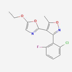 molecular formula C15H12ClFN2O3 B2727445 3-(2-Chloro-6-fluorophenyl)-4-(5-ethoxy-1,3-oxazol-2-yl)-5-methyl-1,2-oxazole CAS No. 338391-68-7