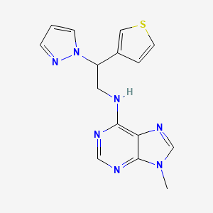 B2727503 9-Methyl-N-(2-pyrazol-1-yl-2-thiophen-3-ylethyl)purin-6-amine CAS No. 2379994-47-3