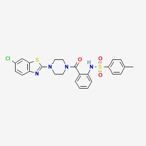 molecular formula C25H23ClN4O3S2 B2727518 N-(2-(4-(6-chlorobenzo[d]thiazol-2-yl)piperazine-1-carbonyl)phenyl)-4-methylbenzenesulfonamide CAS No. 922824-96-2