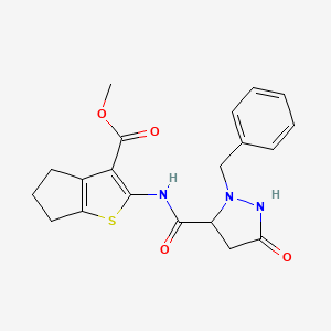 molecular formula C20H21N3O4S B2727520 METHYL 2-(2-BENZYL-5-OXOPYRAZOLIDINE-3-AMIDO)-4H,5H,6H-CYCLOPENTA[B]THIOPHENE-3-CARBOXYLATE CAS No. 956791-01-8