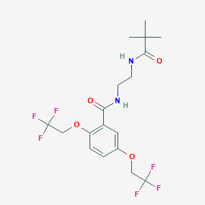 molecular formula C18H22F6N2O4 B2727550 N-[2-[[2,2-dimethylpropanoyl]amino]ethyl]-2,5-bis[2,2,2-trifluoroethoxy]benzenecarboxamide CAS No. 338404-46-9