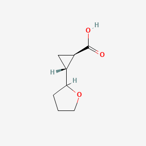 molecular formula C8H12O3 B2727575 (1R,2R)-2-(Oxolan-2-yl)cyclopropane-1-carboxylic acid CAS No. 1902219-46-8