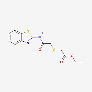 molecular formula C13H14N2O3S2 B2727600 Ethyl 2-((2-(benzo[d]thiazol-2-ylamino)-2-oxoethyl)thio)acetate CAS No. 403836-17-9