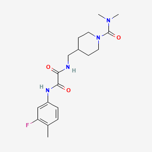molecular formula C18H25FN4O3 B2727609 N-{[1-(dimethylcarbamoyl)piperidin-4-yl]methyl}-N'-(3-fluoro-4-methylphenyl)ethanediamide CAS No. 2034460-77-8